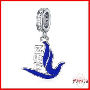 Sterling Silver ZPB Sorority Charm Dove Pendant Bracelet Bead